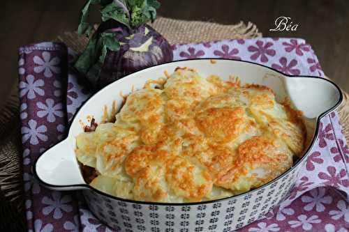 Gratin de chou rave et de pommes de terre au boeuf haché