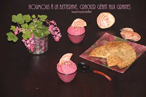 Houmous à la betterave et cracker géant aux graines