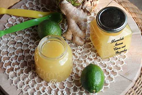 Marmelade ananas, citron vert et gingembre