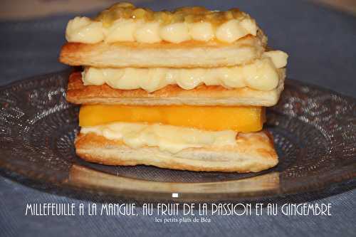 Millefeuille à la mangue, fruit de la passion et gingembre