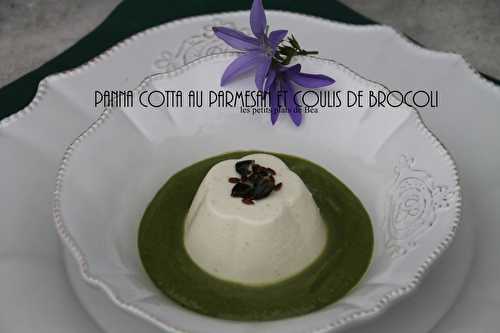 Panna cotta au parmesan, coulis de brocolis