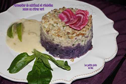 Parmentier de cabillaud et vitelottes sauce au citron vert