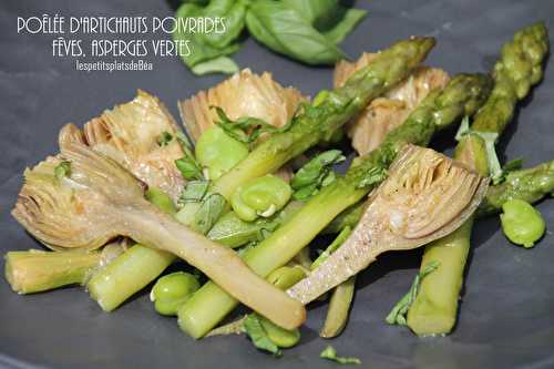 Poêlée d'artichauts poivrade, fèves et asperges vertes - Les petits plats de Béa