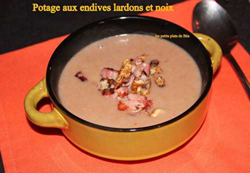 Potage aux endives lardons et noix