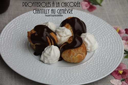 Profiteroles à la chicorée, chantilly au genièvre