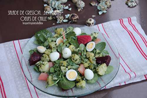 Salade de cresson et oeufs de caille