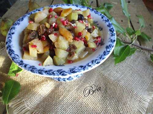 Salade de poires  curé aux fruits secs et aux épices