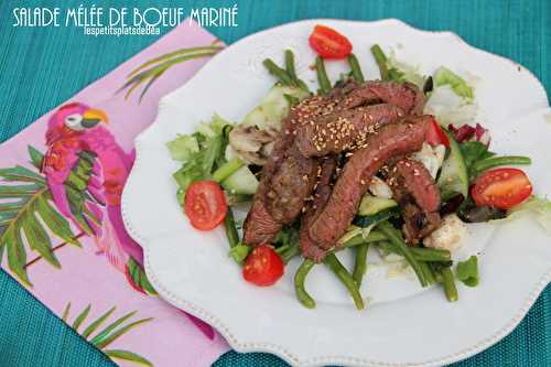 Salade mêlée au boeuf mariné et grillé