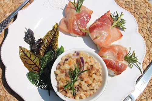 Saltimboccas de lotte et risotto de fregola