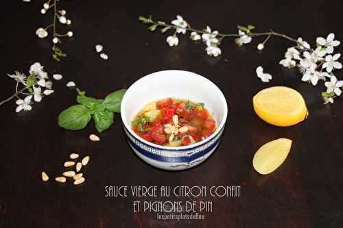 Sauce vierge au citron confit et pignons de pin