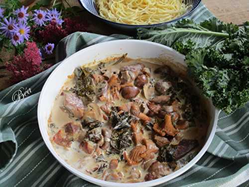 Sauté de veau au chou kale et champignons - Les petits plats de Béa