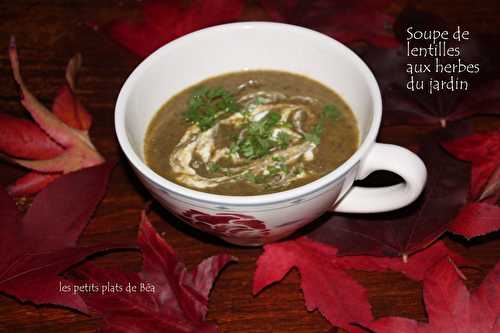 Soupe de lentilles aux herbes du jardin