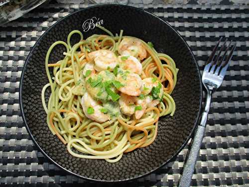 Spaghetti aux crevettes à la crème d'ail nouveau - balade belge à La Panne