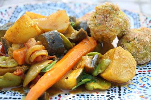 Tajine de légumes et boulettes de cabillaud parfumées (recette diététique) - Les petits plats de Béa