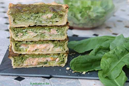 Tarte à la courgette au saumon sauce crémeuse à l'oseille