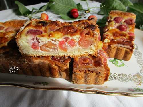 Tarte aux cerises , mascarpone et fève tonka