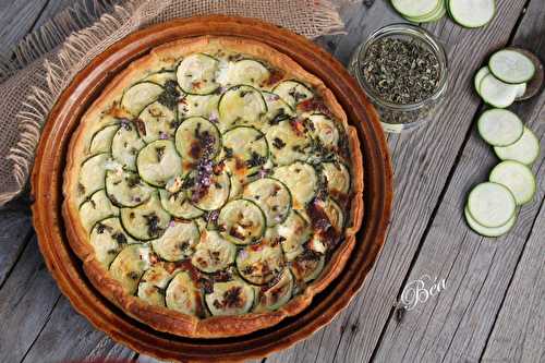 Tarte aux courgettes, zaatar et chèvre au miel