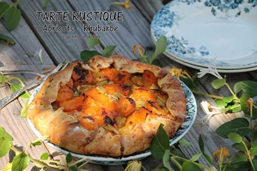 Tarte rustique abricots rhubarbe