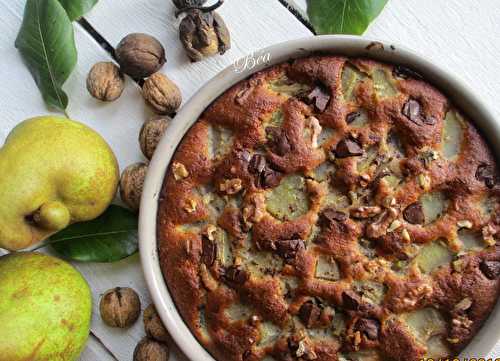 Tarte sans croute aux poires, chocolat et noix