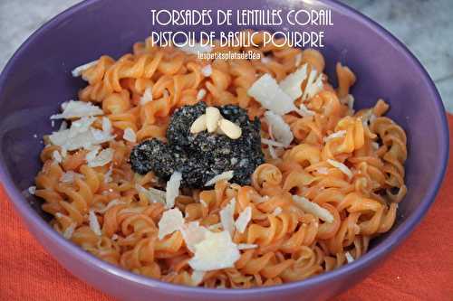 Torsades de lentilles corail au pistou pourpre