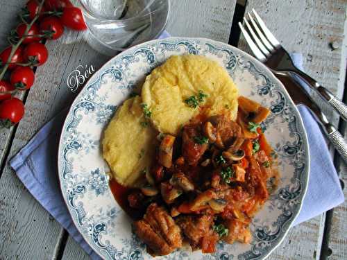 Veau marengo et polenta à l'ail