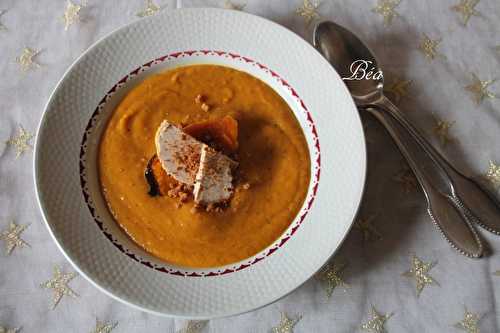 Velouté de courge rôtie aux épices de Noël et foie gras