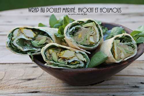 Wrap au poulet mariné, avocat et houmous