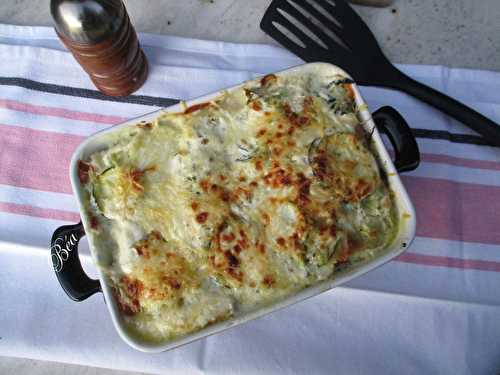 Gratin de ravioles du Dauphiné aux courgettes et scarmoza fumée