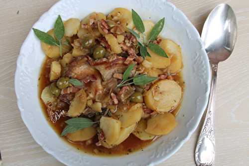 Côtes de porc aux pommes de terre et olives vertes