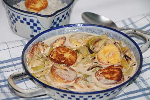 Blanquette de quenelles de brochet aux poireaux