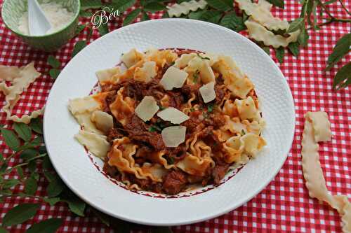 Malfadine à la bolognaise de canard confit