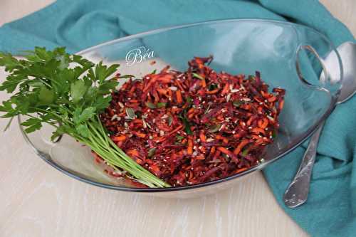 Salade de carottes violettes aux graines - Les petits plats de Béa