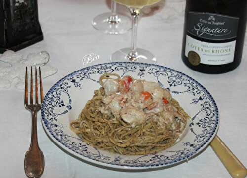 Tagliatelles à la truffe et saint jacques à la crème