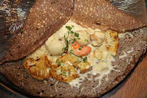 Galette au chou fleur et saint jacques  aux épices kari gosse