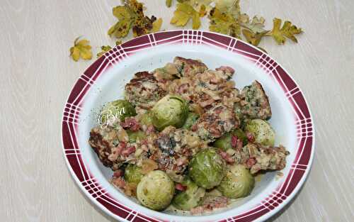 Poêlée de choux de Bruxelles aux boulettes de porc aux herbes