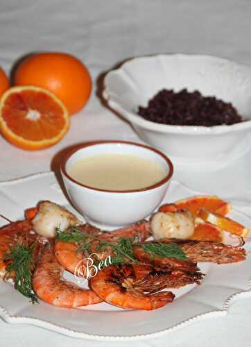 Saint Jacques et crevettes poêlées sauce maltaise