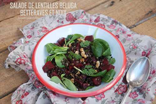 Salade de lentilles beluga, betteraves et noix