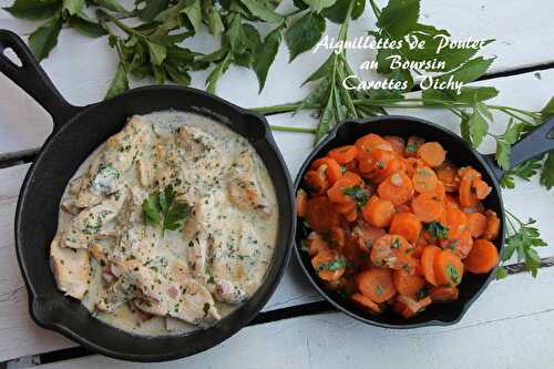 Aiguillettes de poulet au boursin et carottes vichy