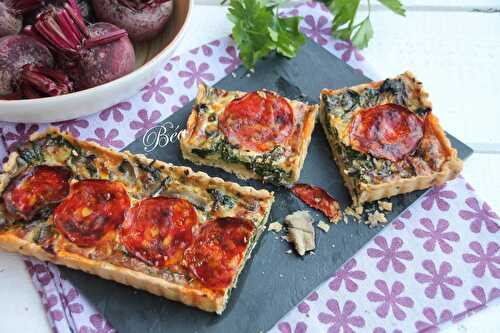 Tarte aux fanes de betteraves et chorizo