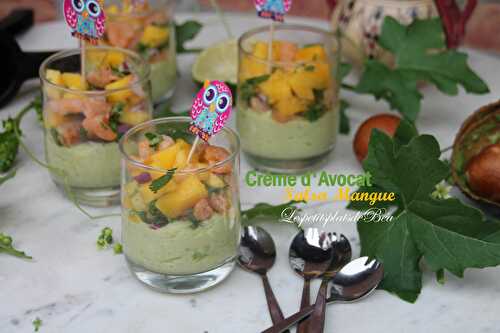 Crème d'avocat et salsa de mangue