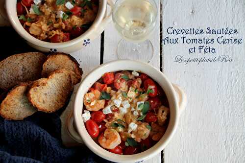 Crevettes sautées aux tomates cerise et féta