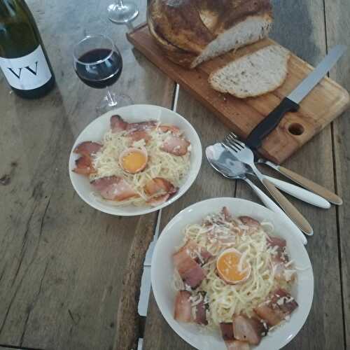 Mes pâtes carbonara  de Lozère (cuisine et vacances)