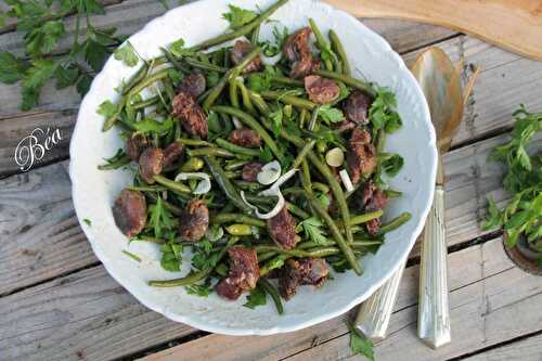 Salade de haricots verts et gésiers confits