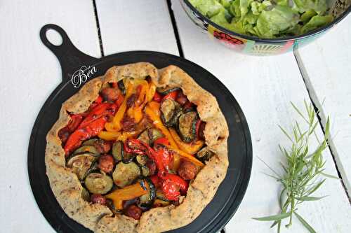 Tarte rustique aux légumes rôtis et merguez