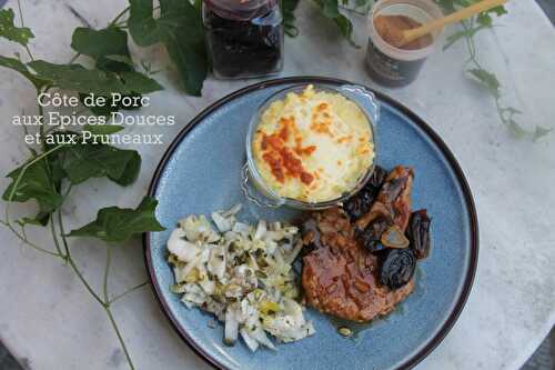 Côtes de porc aux épices douces et aux pruneaux - balade régionale au jardin remarquable de Séricourt