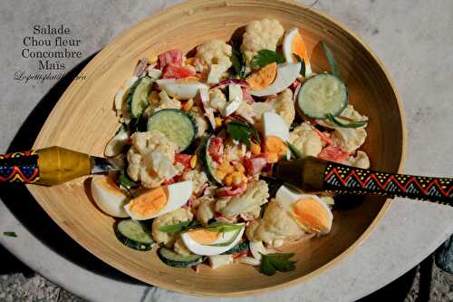 Salade de chou fleur, concombre et maïs