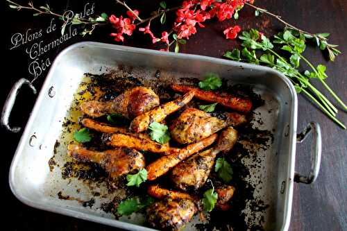 Pilons de poulet et carottes rôtis à la chermoula