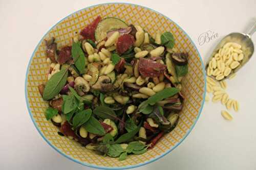 Salade de cavatelli courgette et champignons