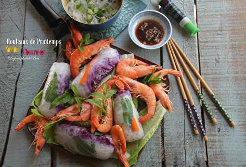 Rouleaux de printemps au chou rouge et surimi