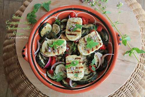Salade de courgettes rôties, halloumi grillé et origan - balade à Chypre